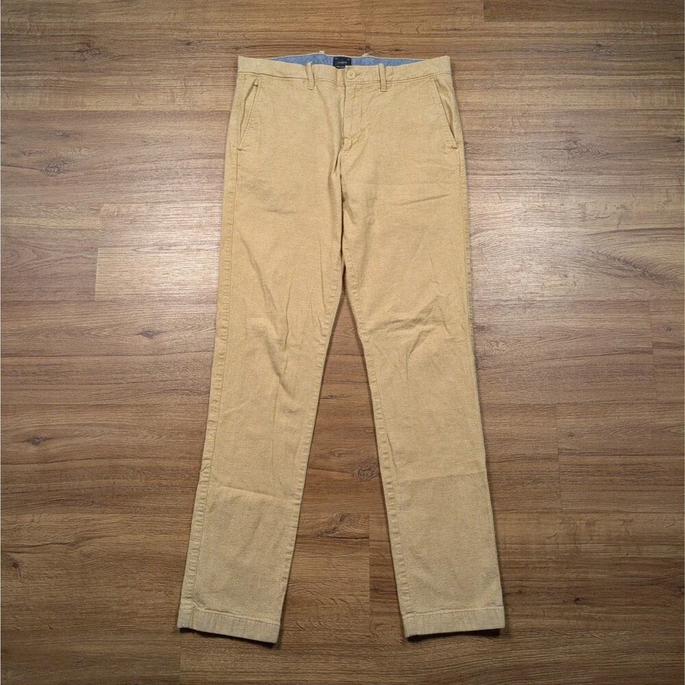 J Crew 770 Straight Chino Pants Mens 32x34(32) Beige Linen Blend Preppy Office